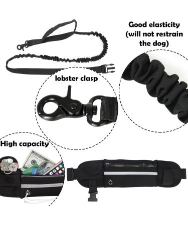 DKDDSSS Hands Free Dog Lead Dog Walking Belt Adjustable Waist Belt with Pouch Shock Absorbing Dual Handle Bungee Reflective Stitching for Running Jogging for Small to Medium Dogs - Buy Online on GoSupps.com