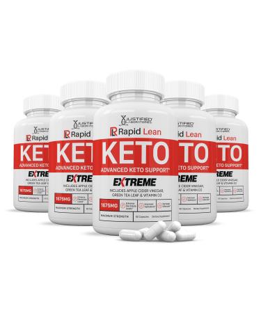 (5 Pack) Rapid Lean Keto ACV Extreme Pills 1675MG Keto Support Blend Capsule Alternative to Keto ACV Gummies Formulated Apple Cider Vinegar Extra Virgin Olive Oil Powder Green Tea Leaf 300 Capsules