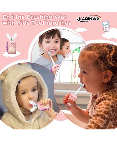 KAQINWX Kids Electric Toothbrush - U-Shaped Ultrasonic, Rechargeable, Smart Timer, 3 Brush Heads, 3 Modes - Pink | Ages 2-12 - Buy Online on GoSupps.com