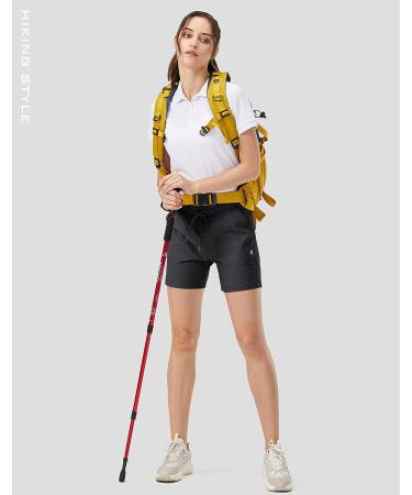 G Gradual Women's Black 5 Hiking Cargo Shorts - Quick Dry Athletic Shorts with Pockets for Golf, Workout & Walking - Size Large - Buy Online on GoSupps.com