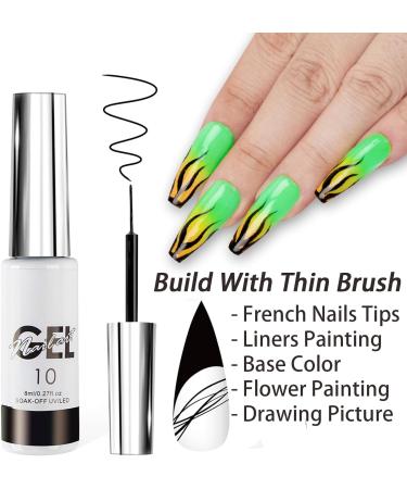 Black & White Gel Nail Polish Set for French Manicure | Nail Art Liner Kit for Women | Soak Off UV Gel | DIY At-Home Manicure Gift - Buy Online on GoSupps.com