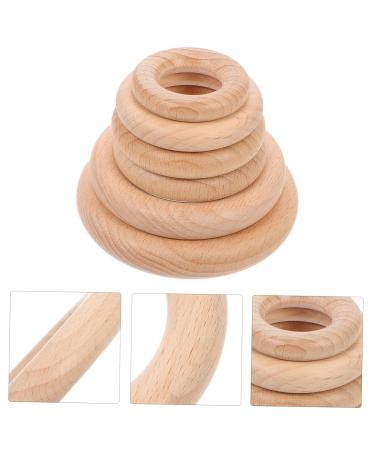 Eringogo 6 Pack Wooden Circle Accessories | Natural Beech Wood Rings for Baby Teething & Biting | Safe Baby Bite Rings - Buy Online on GoSupps.com
