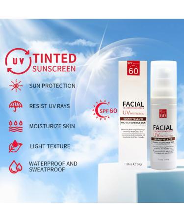 Tinted Sunscreen Spf 60 UV Protection - Face Sun Cream Spf 60 - Spf 60 Face Moisturiser - Sun Cream for Women - Refreshingly Non - Sticky Moisturization - Sunscreen for Even Skin Tone - Buy Online on GoSupps.com