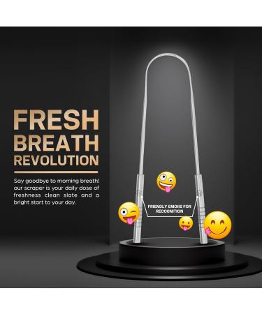 Tongue Scraper for Kids - 100% Stainless Steel U-Shaped Tongue Cleaner for Fresh Breath & Oral Hygiene (Pack of 2) - Fun Emoji Design - Buy Online on GoSupps.com