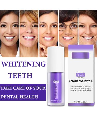 Shop V34 Purple Toothpaste for Teeth Whitening - Color Corrector Serum for Adults | Effective Stain Removal & Brightening - Buy Online on GoSupps.com