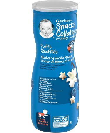 GERBER PUFFS Blueberry & Vanilla Baby Snacks Cereal Snack 8+ months 42 g 6 Pack Blueberry Vanilla - Buy Online on GoSupps.com