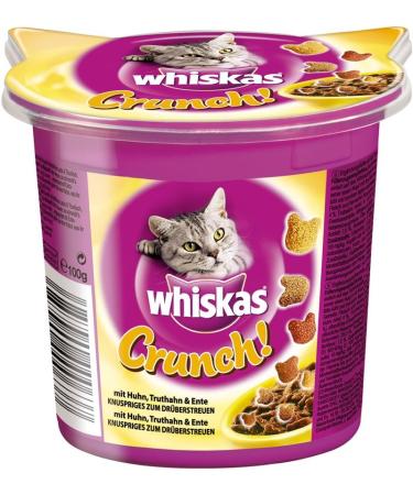 Whiskas Crunch for Cats - Delicious Chicken Turkey & Duck Snacks - 5-Pack of 100g (2 Packs) - Suitable for All Ages - Premium Cat Treats - Buy Online on GoSupps.com