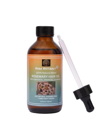 Rosemary Hair Oil | With Castor Oil Argan Oil Jojoba Oil | Hair Strengthening | Hair Moisturizing and Volumizing | 4 fl oz(118 ml) Amber Glass Bottle