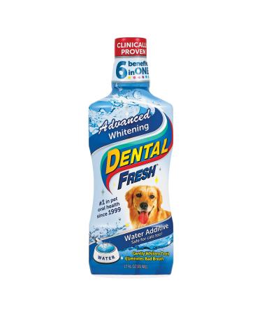 Dental Fresh Advanced Whitening Water Additive for Dogs  Dog Teeth Cleaning Formula Helps Reduce Surface Stains, Reverse Discoloration, Eliminate Bad Breath, Improve Oral Health 17 oz.