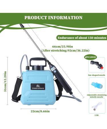Electric Sprayer 26-36'' Extendable Garden Sprayer Plant Sprayer with 2 nozzles & 5L Water Tank Battery Powered Sparayer Watering Wand for Yard Lawn Weeds Plants Garden Sprayer With 5l Barrel - Buy Online on GoSupps.com