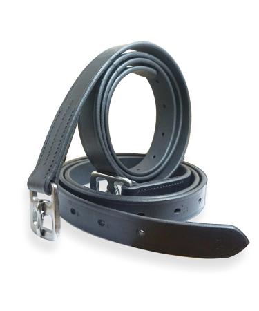 Horse delini stirrup straps made of leather in black suitable for English saddles stirrup strap length 130cm - 160cm (130 cm black) 130 cm black