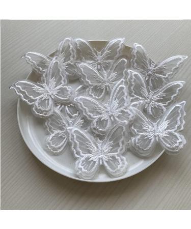 12pcs Double Layer Organza Butterfly Lace Trim for DIY Crafts - White - Buy Online on GoSupps.com