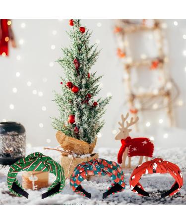 Miaija 3Pieces Christmas Knotted Headbands Red Green Snowflake and Snowman Makeup Headband Elastic Hair Hoop Party Supplies for Women Girls Xmas Hair Accessories - Buy Online on GoSupps.com