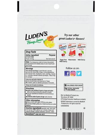 Ludens Honey Lemon Throat Drops - 6 Pack (25 Count Each) - Buy Online on GoSupps.com