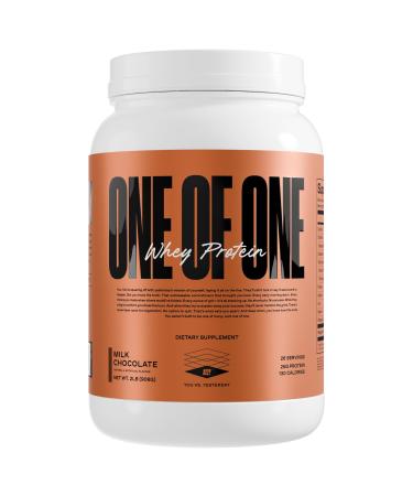 ONE OF ONE Whey Protein Powder 25g Whey Protein Concentrate with Digestive Enzymes, Gluten Free, Low Carb, Post-Workout Recovery Milk Chocolate Flavor, 2lb