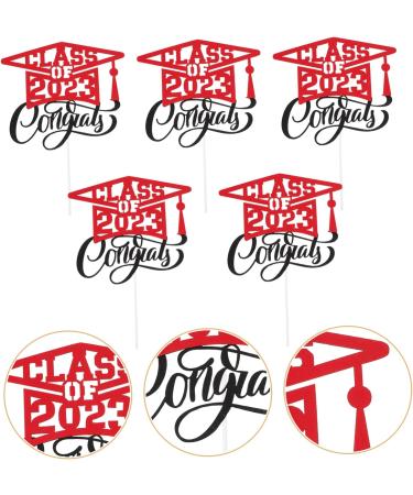 HAKIDZEL 5pcs 2023 Graduation Visa Insertion Decorative Cupcake Toppers Graduation Dessert Toppers Graduation Cap Grad Cupcake Topper Graduation Cake Decors Red Paper Cup Props Red 13x11.4cm - Buy Online on GoSupps.com