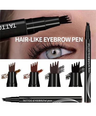 Waterproof Microblade Eyebrow Pen | Long-Lasting Smudge-Proof Brow Pencil | 4 Tip Microblading Makeup Pens in Dark Grey+Black - Buy Online on GoSupps.com