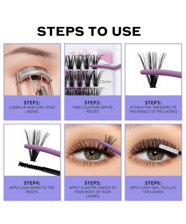 DIY Lash Extensions Set | Easy Cluster Lashes & Home Bonding Kit (20D & 30D D Curl 12-16mm) - Buy Online on GoSupps.com