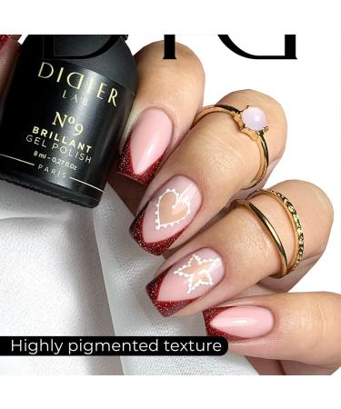 Didier Lab - Premium UV Gel Nail Polish - Brillant No. 09 - Gel Nail Varnish - Nail Art - Long-Lasting High Gloss Wear - Red Gel Nail Polish - Gel Nails - Glitter Gel Nail Polish - Rich Pigment - Buy Online on GoSupps.com