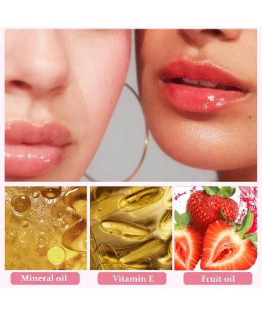 Lip Oil Plumping Hydrating Glow Oil | Non-Sticky Strawberry Lip Gloss & Tint for Dry Lips | Long-Lasting Lip Care - Buy Online on GoSupps.com