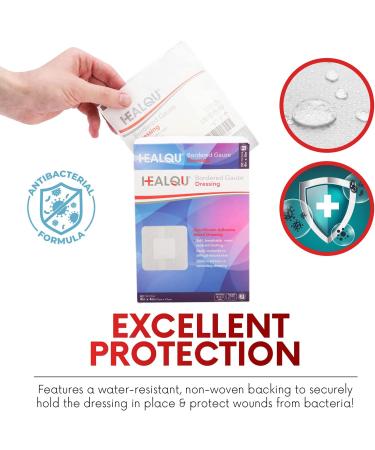 HEALQU Bordered Gauze Island Dressing - 30 Count | Sterile 4x4 Gauze Pads with Water-Resistant Backing | Soft and Breathable Wound Dressing - First Aid and Medical - Buy Online on GoSupps.com