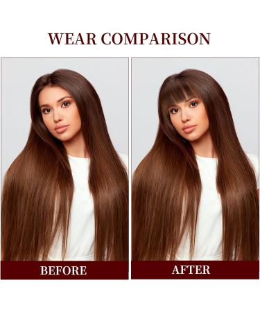 NICENEEDED Light Brown Clip in Bangs Wispy Bangs Clip in Hair Extensions Air Bangs Fringe Natural Curved Wispy Bangs Faux Hairpieces for Women Daily Wear - Buy Online on GoSupps.com