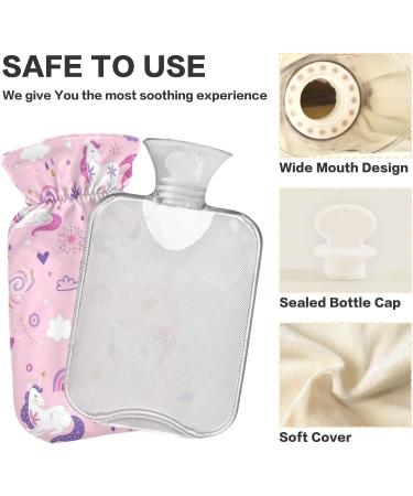 Naanle Pink Unicorn Hot Water Bottle | 1L Heat Therapy for Pain Relief | Ideal for Bed Hand & Foot Comfort | Transparent Bag Included - Buy Online on GoSupps.com