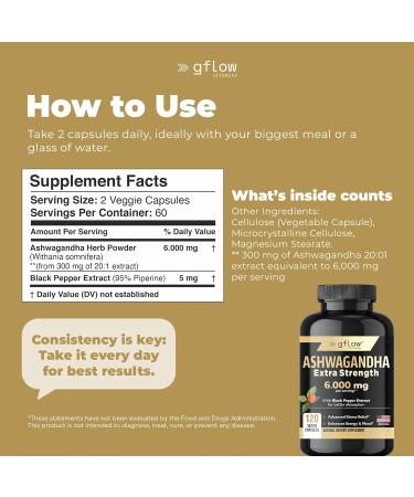 Ashwagandha Supplements for Women and Men 6000mg | Sleep Mood and Energy Support | Extra Strength Vegan Friendly Non-GMO Made in USA 120 Count (Pack of 1) - Buy Online on GoSupps.com