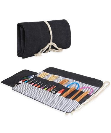 LUXJA Knitting Needles Organizer  Rolling Bag for Knitting Needles (up to 10 Inches)  Crochet Hooks and Accessories (No Accessories Included)  Black