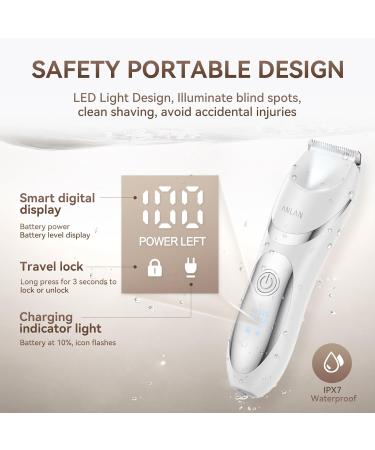 ANLAN Body Hair Trimmer - Electric Wet/Dry Groomer for Men & Women with LED Display Portable & Waterproof Pubic Hair Shaver - Buy Online on GoSupps.com