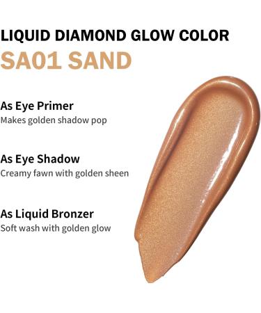 Oulac Liquid Eyeshadow Satin Finish - Multi-Use Brown Eyeshadow Primer & Cream Bronzer | Blendable Smooth Eye Make-up Crease-Resistant Non-Greasy Vegan Cruelty-Free Sand (SA01) - Buy Online on GoSupps.com
