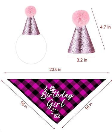 easycozy Classic Pink Plaid Pet Puppy Dog Bandana with Dog Birthday Party Hat Accessories Girl Dog Birthday Bandana Scarf Bibs for Pet Birthday Outfit Party Supplies Set - Buy Online on GoSupps.com