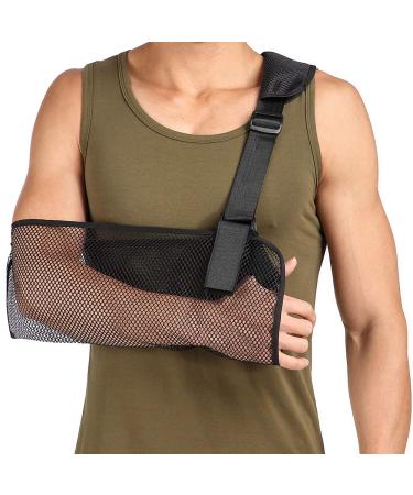 Cool Mesh Arm Sling Medical Shoulder Immobilizer Thumb Support Rotator Cuff Wrist Brace Strap Lightweight Breathable Comfort for Broken&Fractured Bones