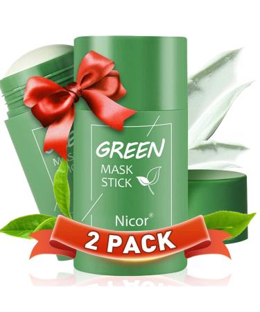 Oqewva Green Tea Mask Stick for Face Blackheads Remover Mask 2 Pack Moisturizing Skin Brightening Green Tea Deep Cleanse Mask Stick Gifts for Women Men
