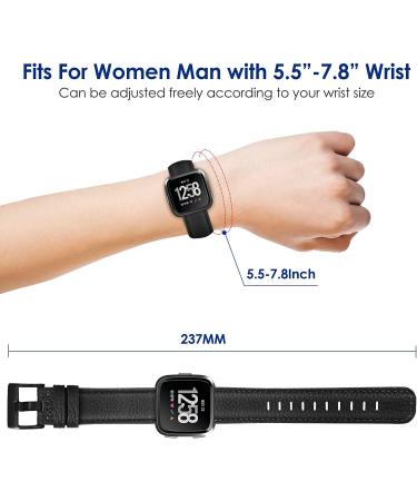 EZCO Leather Bands Compatible with Fitbit Versa/Versa 2 / Versa Lite  Vintage Genuine Leather Band Replacement Strap Wristband Accessories Man Women 5.5â-7.8â Wrist Compatible with Versa Smart Watch Black - Buy Online on GoSupps.com