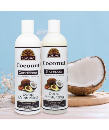 OKAY Coconut Hair Care Set - Deep Moisturizing Shampoo & Conditioner (2 x 12 Oz) | International Shipping - Buy Online on GoSupps.com