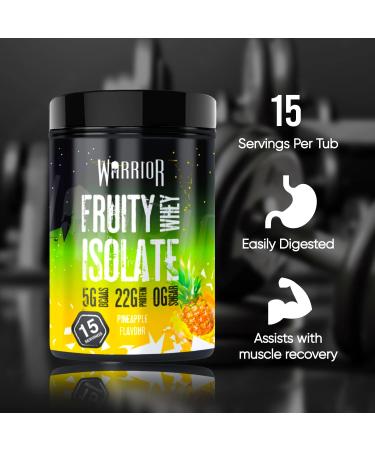 Warrior Fruity Clear Whey Isolate Pineapple Protein Powder - 15 Servings - Low Sugar Post Workout Shake - Buy Online on GoSupps.com