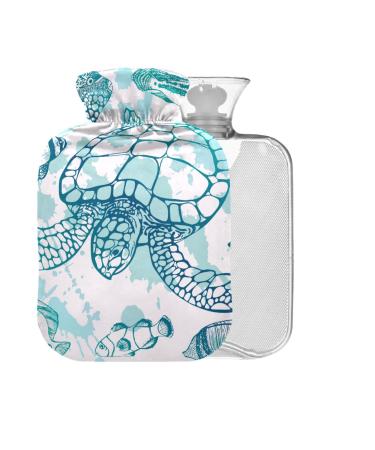 Sea Turtle Fish BAP Free Hot Water Bottle with Cover 2L Hot Water Bag for Cramp Pain Relief