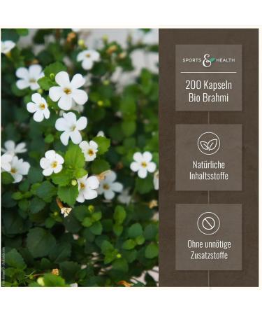 Organic Brahmi Capsules - 200 Vegan Capsules | 1000mg Bacopa Monnieri - Pure Organic Quality & Natural Ingredients - No Additives - Buy Online on GoSupps.com