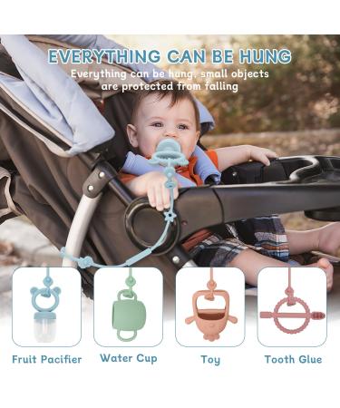 Buy CLdy Baby Toy Pacifier Chain - BPA-Free Silicone Cup Catcher for Strollers - 4-Piece Ocean Blue & Green & Orange & Bean Paste Soother Chains - Buy Online on GoSupps.com