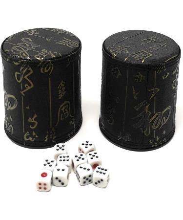 Thy Collectibles Dice Cup Set with 5 Dices, PU Leather Professional Shaker Cup - Chinese Calligraphy Design - 2 Pack - Buy Online on GoSupps.com