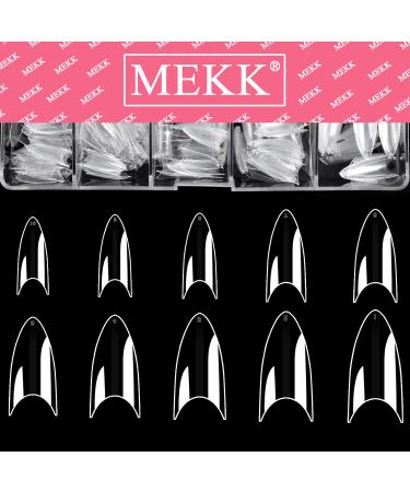 Short Stiletto Nail Tips Clear Nail Tips Half Cover MEKK 600PCS Acrylic False Nail Tips Fake Nail Tips for Nail Salons and DIY Nail Art at Home 10Sizes A-Clear