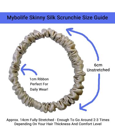 Silk Scrunchie Hair Tie Hairband 100% Mulberry Silk Hair Tie Skinny 22 Momme Bobble (Beige) - Buy Online on GoSupps.com