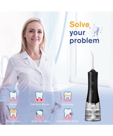 Wireless Electric Mouth Shower - 4 Modes 6 Nozzles USB Charging 300ml Oral Irrigator IPX7 Waterproof Tooth Cleaner - Black - Buy Online on GoSupps.com