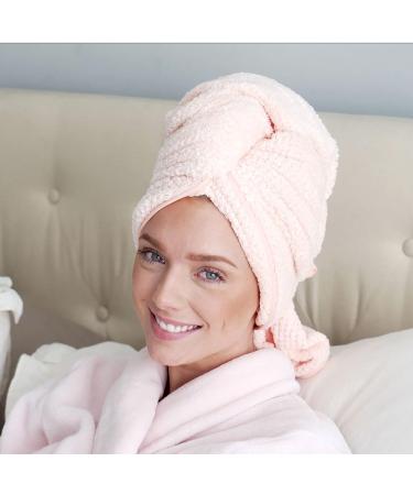Large Microfiber Hair Towel - Super Absorbent & Fast Drying for Dry, Curly, Long & Thick Hair - Anti-Frizz & Breathable (Pale Pink) - Buy Online on GoSupps.com