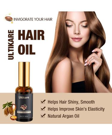 Ultikare Argan Oil Hair Serum for Curly, Dry & Damaged Hair - Shiny, Smooth, Repair Treatment - 1.69fl.oz - Buy Online on GoSupps.com