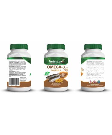 NutruLux Omega-3 1000mg Fish Oil Vegan Halal Gelatin Free Softgels - Heart Health Supplement with Essential Fatty Acids Daily Wellness Support - 1000mg Fish Oil Softgels with Omega-3s for Good Health 60 Softgels (Pack of 1)