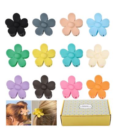 Gmdrounz Hair Clips Flower Claw Clip - 12 Pieces Large Matte Hair Jaw Clips Teen Girls Trendy Stuff Cute Hair Clips for Thick Hair Accessories Non Slip Strong Hold Barrettes for Women Girls Gifts Multicolor