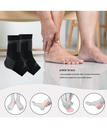 Adjustable Ankle Brace Compression Sleeve Arch Support & Foot Stabilizer Elastic Wrap for Plantar Fasciitis Achilles Tendonitis Recovery Sports Bandage Socks for Men & Women (Medium) - Buy Online on GoSupps.com