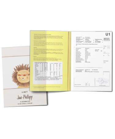 Personalized Lion U-Book & Vaccination Pass Cover Set - Baby Gift Protective Case for Birth Custom Name Indian Friends - Buy Online on GoSupps.com